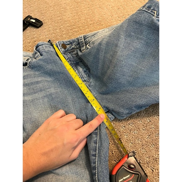 Soft Surroundings Jeans Mid Rise Raw Hem Denim Straight Leg 4 Stretch Zipper - Picture 6 of 7